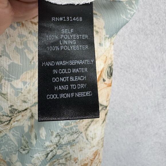 Vici x Fate Exclusive Sz L Dusty Blue Pink Peach Flowers Floral Lace Maxi Dress - Picture 11 of 11